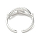 Double Knot Brass Open Cuff Ring for Women&nbsp;RJEW-A040-05P-3