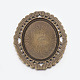 Tibetan Style Cabochon Connector Setting&nbsp;TIBEP-EA094YKG-AB-LF-3