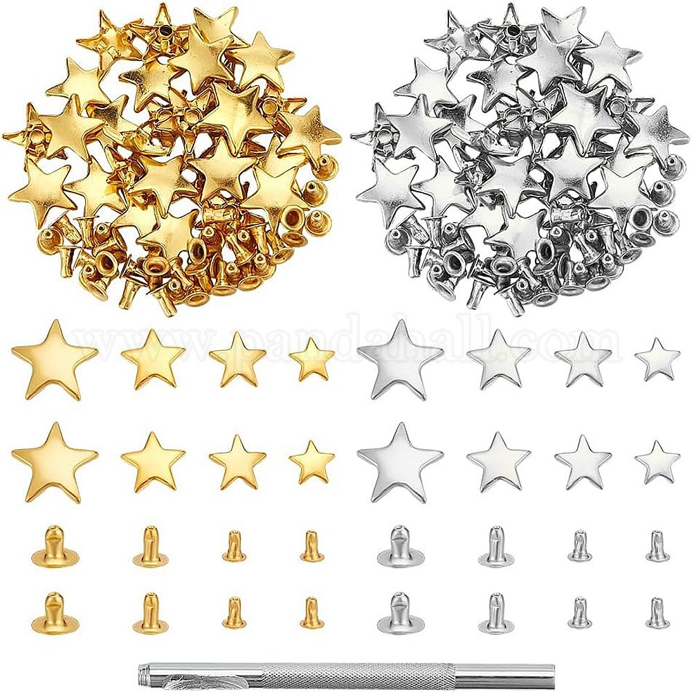 Wholesale 200Sets 6 Styles Star Shape Iron Garment Rivets - Pandahall.com