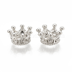 Alloy European Beads, Large Hole Beads, with Rhinestone, Crown, Crystal, Platinum, 11.5x6mm, Hole: 5mm