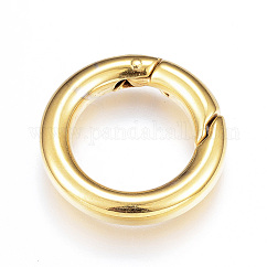 Ion Plating(IP) 201 Stainless Steel Spring Gate Rings, O Rings, Ring, Real 18K Gold Plated, 20.5x3.5mm, Inner Diameter: 13mm
