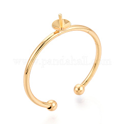 Brass Cup Peg Ring Settings, Adjustable Ring Settings for Half Drilled Beads, Cadmium Free & Nickel Free & Lead Free, Real 18K Gold Plated, 4mm, Adjustable, Pin: 0.7~0.8mm