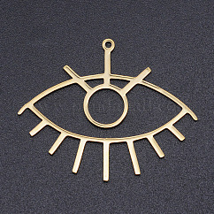 201 Stainless Steel Laser Cut Pendants, Eye, Golden, 32x39.5x1mm, Hole: 1.5mm