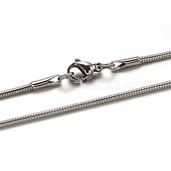 Tarnish Resistant 304 Stainless Steel Snake Chain Necklaces, with Lobster Claw Clasps, Stainless Steel Color, 21.6 inch(55cm), 1.5mm