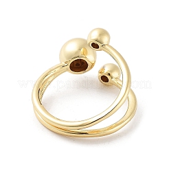 Round Ball Brass Open Cuff Rings for Women&nbsp;RJEW-D017-01G