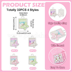 32Pcs 4 Colors Alloy Enamel Pendants&nbsp;FIND-TA0008-76B