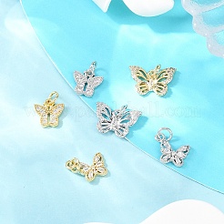 6Pcs 6 Styles Brass Micro Pave Clear Cubic Zirconia Charms&nbsp;ZIRC-YW0001-37