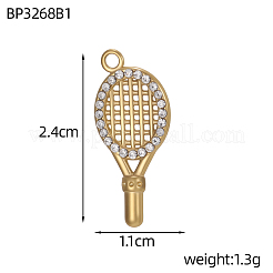304 Stainless Steel Micro Pave Clear Cubic Zirconia Pendants&nbsp;CU-OY001-34G