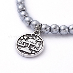 12 Constellation/Zodiac Sign Stretch Charm Bracelets Sets&nbsp;BJEW-JB05235