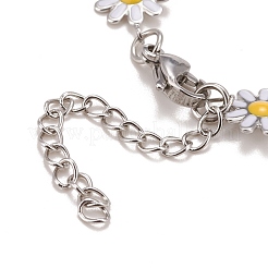 Enamel Daisy Link Chain Necklace&nbsp;NJEW-P220-01P-01