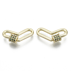Brass Micro Pave Cubic Zirconia Screw Carabiner Lock Charms&nbsp;KK-R136-066A-NF