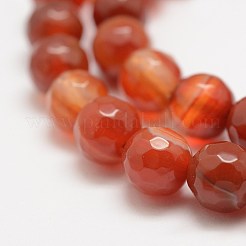 Faceted Natural Striped Agate/Banded Agate Beads Strands&nbsp;X-G-F447-4mm-H03