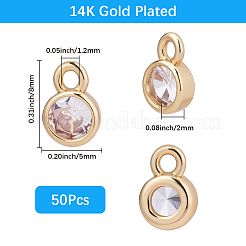 50Pcs Brass Micro Pave Clear Cubic Zirconia Charms&nbsp;ZIRC-SC0001-38