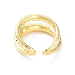 Brass Double Line Open Cuff Rings for Women&nbsp;RJEW-D016-06G