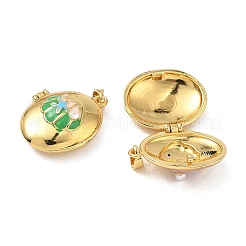 Brass Enamel Locket Pendants&nbsp;KK-F923-02D-G