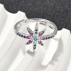Brass Micro Pave Cubic Zirconia Finger Rings for Women&nbsp;RJEW-D322-03P
