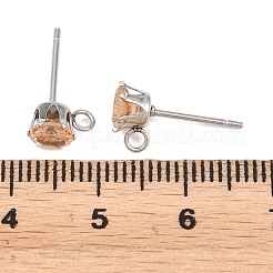 304 Stainless Steel Micro Pave Cubic Zirconia Stud Earring Findings&nbsp;STAS-H240-56P-04
