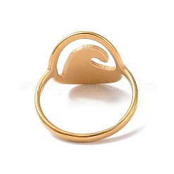 Ion Plating(IP) 201 Stainless Steel Oval with Wave Finger Ring&nbsp;RJEW-J051-40G