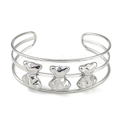 Non-Tarnish 304 Stainless Steel Wide Hollow Bowknot Open Cuff Bangles&nbsp;BJEW-Q348-04P-03