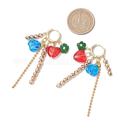 Lmapwork Heart with Flower Hoop Earrings&nbsp;EJEW-JE06253