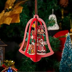 6 Sets 6 Style Christmas Tree & Star & Bell Wooden Ornaments&nbsp;DIY-SZ0003-39
