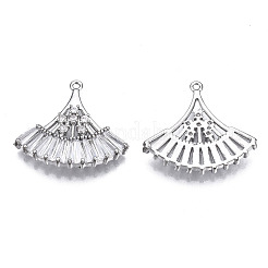 Brass Micro Pave Clear Cubic Zirconia Pendants&nbsp;ZIRC-S069-005P