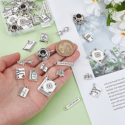 56Pcs 14 Styles Book Theme Tibetan Style Alloy Pendants&nbsp;FIND-GA0006-82