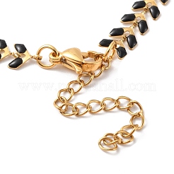 Enamel Ear of Wheat Link Chains Bracelet&nbsp;BJEW-P271-02G-01