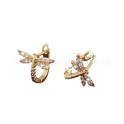 Brass Micro Pave Cubic Zirconia Dragonfly Hoop Earrings for Women&nbsp;WG01AB9-01