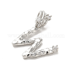 Rack Plating Brass Micro Pave Cubic Zirconia European Dangle Charms&nbsp;KK-L210-015P-W