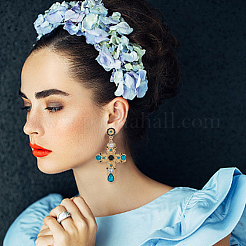3 Pairs 3 Colors Plastic Cross Dangle Stud Earrings&nbsp;EJEW-AN0004-63
