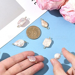 6Pcs Baroque Natural Keshi Pearl Connector Charms&nbsp;HJEW-YW00290