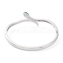 Enamel Snake Hinged Bangle with Cubic Zirconia&nbsp;BJEW-G673-02P