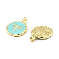Hannukah Brass Enamel Pendants&nbsp;KK-K346-15G