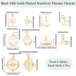 10Pcs 5 Styles Maritime Theme Brass Pendants&nbsp;KK-BBC0028-81