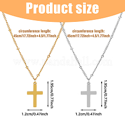 2Pcs 2 Colors 304 Stainless Steel Cross Pendant Necklace with Satellite Chains&nbsp;NJEW-FI0001-48