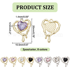 16Pcs 8 Colors Glass Melting Heart Pendant&nbsp;PALLOY-DR0001-02
