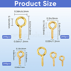 600Pcs 3 Size Iron Screw Eye Pin Peg Bails&nbsp;IFIN-SP0001-05G