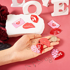 DIY Valentine's Day Love Heart Acrylic Dangle Earrings Making Kit&nbsp;DIY-TA0009-29