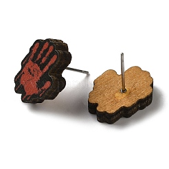 Wood Stud Earrings&nbsp;EJEW-Z054-02M