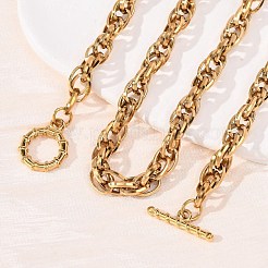 7MM 304 Stainless Steel Rope Chain Necklaces with OT Clasps for Men Women&nbsp;NJEW-P355-01B-G