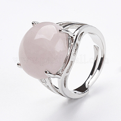 Adjustable Natural Rose Quartz Finger Rings&nbsp;RJEW-F075-01O