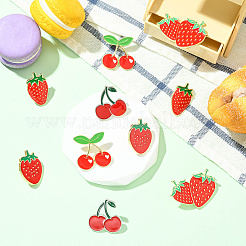 10Pcs 5 Styles Strawberry & Cherry Enamel Pins&nbsp;JEWB-SC0001-76