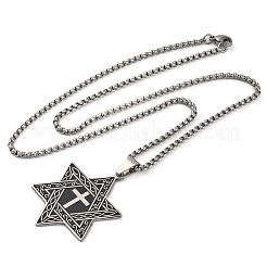 201 Stainless Steel Star of David with Cross Pendant Necklaces&nbsp;NJEW-S007-07P