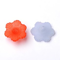 Mixed Color Transparent Frosted Acrylic Flower Bead Caps&nbsp;X-PL561M