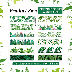 12 Rolls Leaf Theme Adhesive Paper Tapes&nbsp;DIY-WH20009-47A