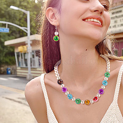 18Pcs 9 Colors Fuuny Painted Glass Beads Enamel Beads&nbsp;LAMP-TA0001-93