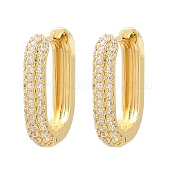 Rectangle Brass Micro Pave Clear Cubic Zirconia Hoop Earrings&nbsp;EJEW-D348-11G