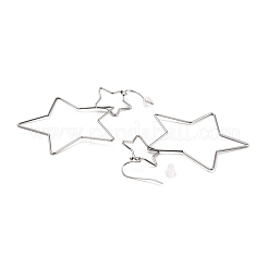 Non-Tarnish Interlock Double Open Star Dangle Earrings&nbsp;EJEW-C007-01P
