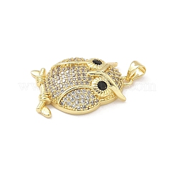 Brass Micro Pave Clear Cubic Zirconia Pendants&nbsp;KK-B141-35G